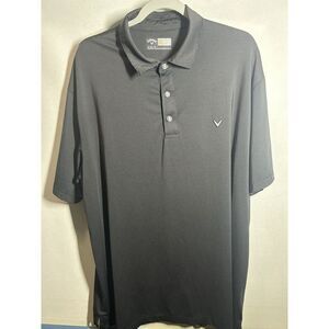 Callaway Polo Shirt Mens Extra Large Grey Black Gold Striped Stretch Performance